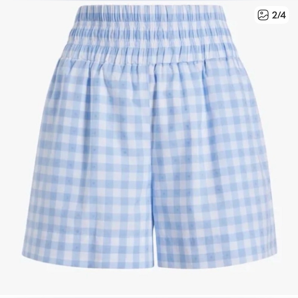Hill House Light Blue Gingham Elastic Waist Shorts